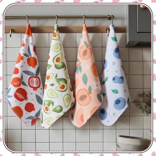 Image of Redbaker 30 Pcs Reusable Paper Towels Rolls Towels Bulk Kitchen Washable Paperless Cloth Cotton Hand Napkins with Cardboard Reusable Napkins for Kitchen Bathroom (Fruit Design)