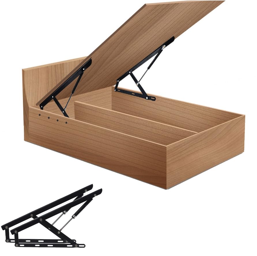 Elevador hidráulico de la cama, 2 piezas, bisagra de elevación de cama hidráulica, mecanismo de elevación de la cama de almacenamiento neumático, muelle amortiguado a gas, elevación de la cama