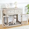 Dog Crate Furniture with Drawers, Wooden Dog Kennel Furniture for Large Breed,End Table Wood Dog House for Indoor Use,Dog Crate for Small/Medium/Large Dog