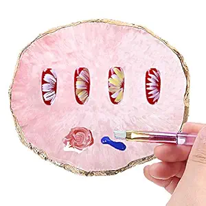 Resin Nail Art Palette, Kalolary Polish Holder Drawing Color Palette, Nail Art Painting Gel Palette Manicure Tool (Pink)
