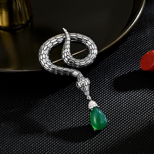 Image of Gold Snake Brooches Pins for Women Men Statement Snake Enamel Lapel Pins Crystal Rhinestone Accessories Powerful Animal Insect Clothing Coat Jacket Lapel Jewelry Gifts
