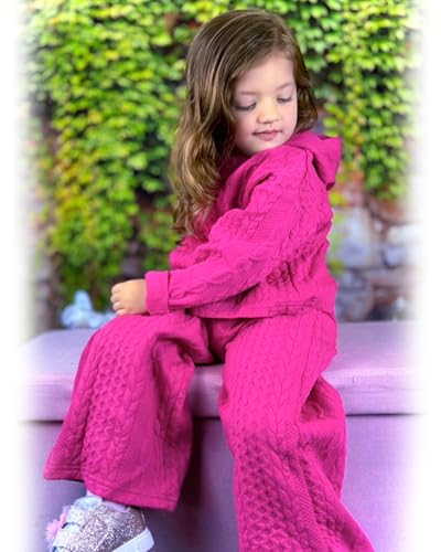 Image of fioukiay Toddler Girls Casual Sweatsuit Pullover Hoodie Sweatpants Outfits