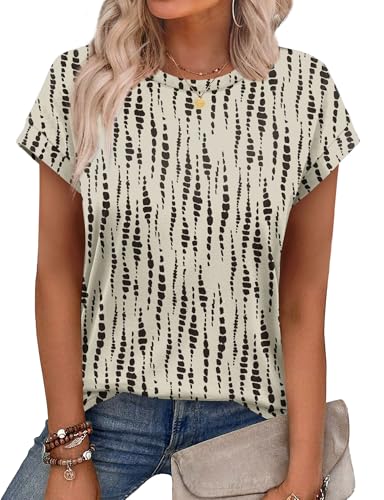 Image of Alaroo Womens Summer Tops Short Sleeve Shirts Crew Neck Cute Trendy Tunic Blouses (S-3XL)