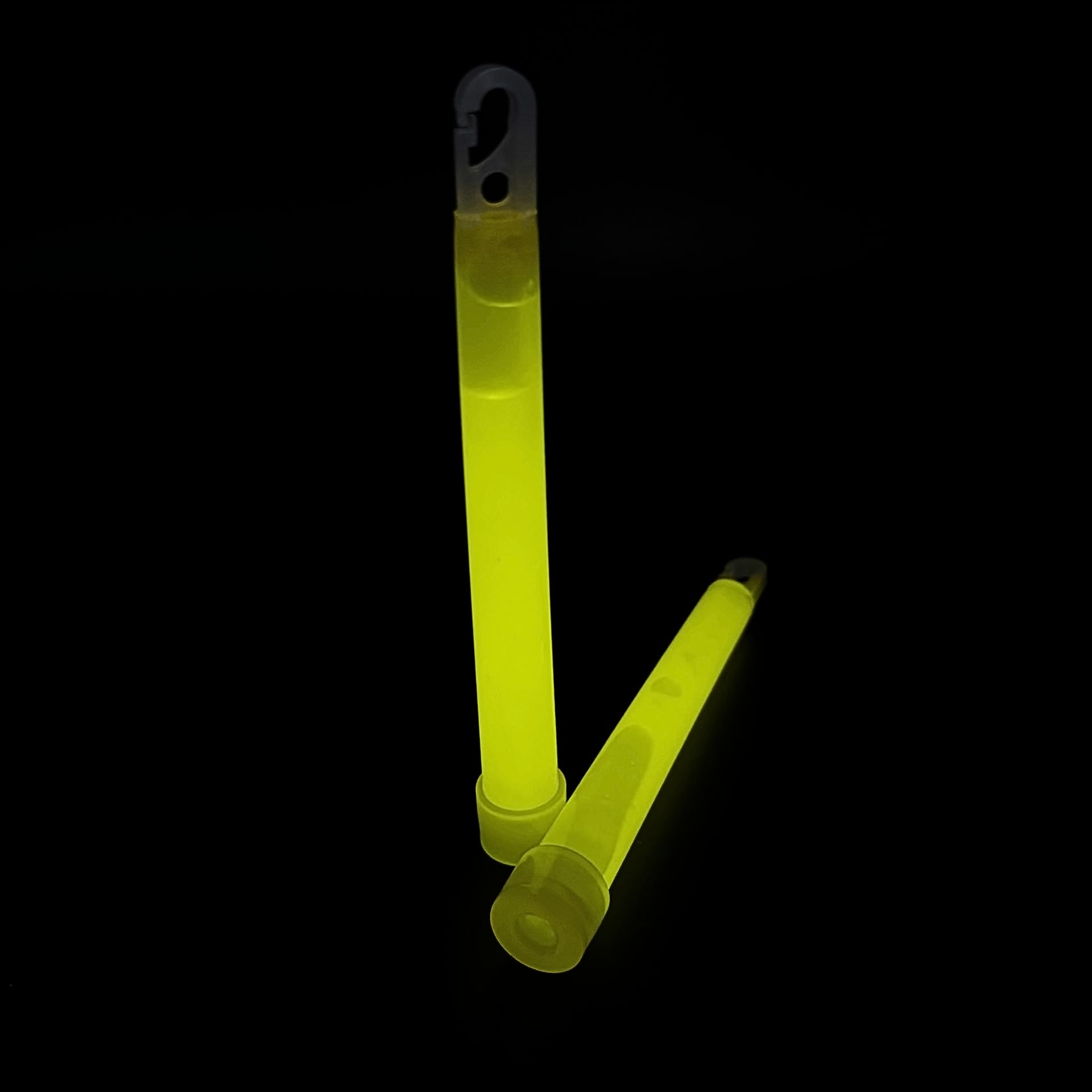 KNIXS 25er Pack Power-Knicklichter/Knicklicht (15 cm) inkl. Spezialhaken und Befestigungsband - Gelb Leuchtend