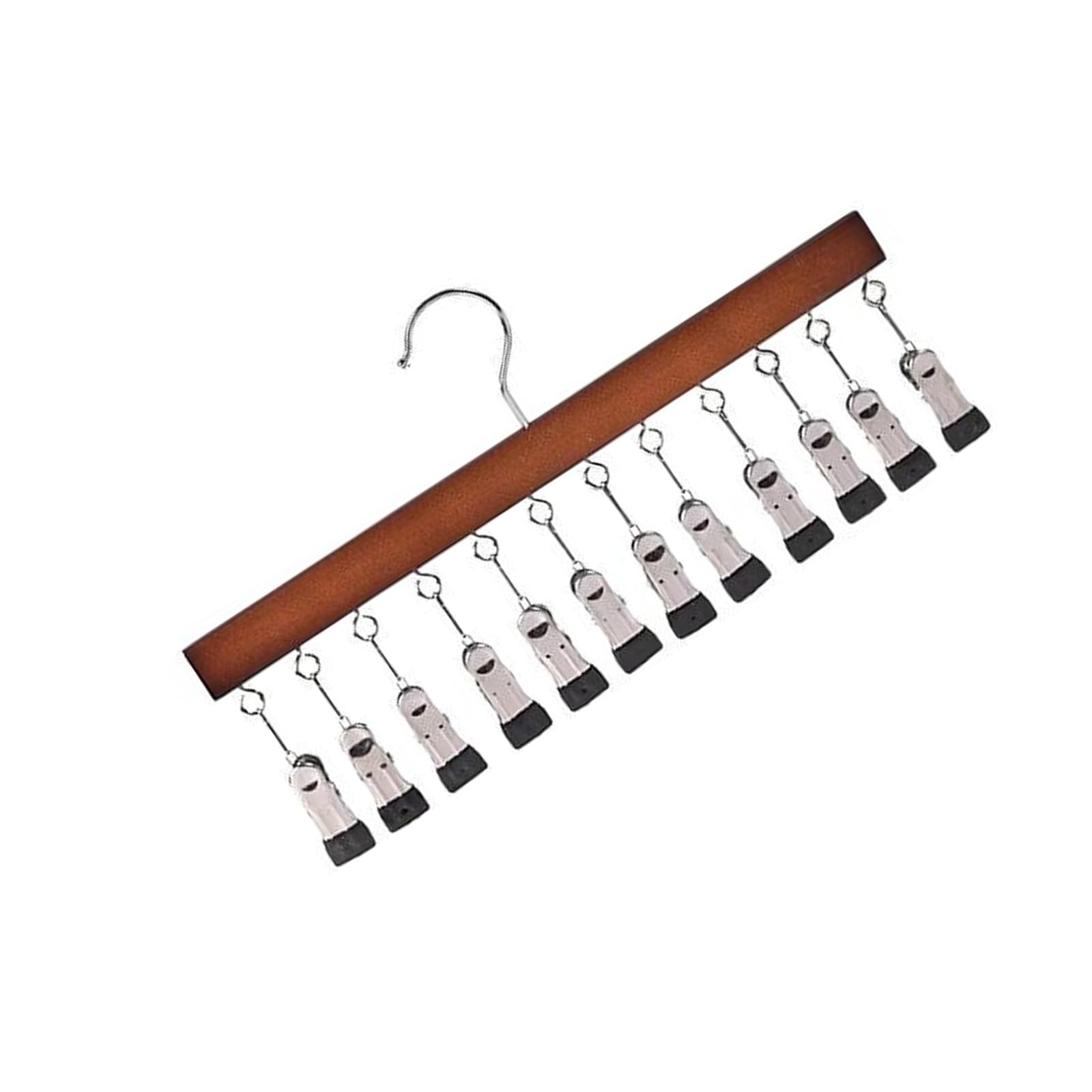 TFAOYS 12 Clip Wooden Hat Organizers for Caps Scarves and Accessories Sturdy Hanging Storage Solution for Closet or Door Cap Storage Rack