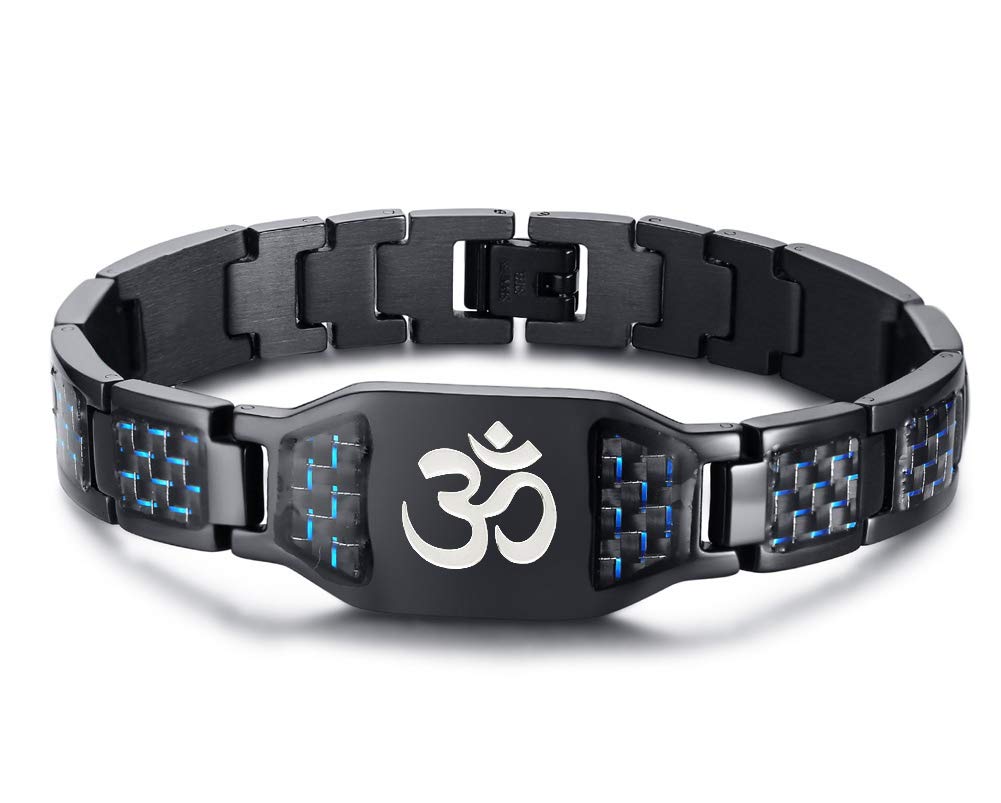 Hisatan Men's Customizable Personalized Link Bracelet with Multi-Pattern Stainless Steel Fashion Bracelet