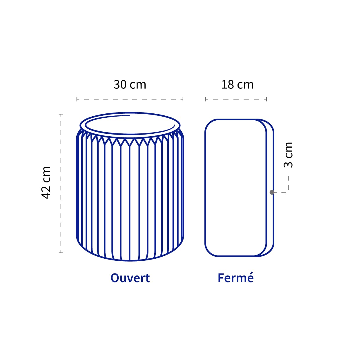 Tabouret Pliable - en Carton Recyclable (Blanc Sacré-Coeur (Assise Paille Tressée), 42 cm)