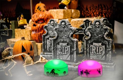 Image of 6 PCS Color Changing Halloween LED Pumpkin Candle Lights with Remote and Timer, Colored Battery Operated Jack-O-Lantern Light for Outdoor Halloween Flameless Pumpkin Home Decorations