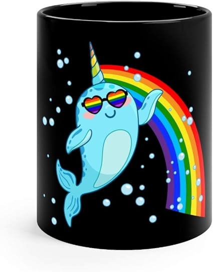 LGBT LGBTQ Tasse en céramique Motif baleine Narwhal Gay Pride Arc-en-ciel  11oz noir : Amazon.fr: Cuisine et Maison