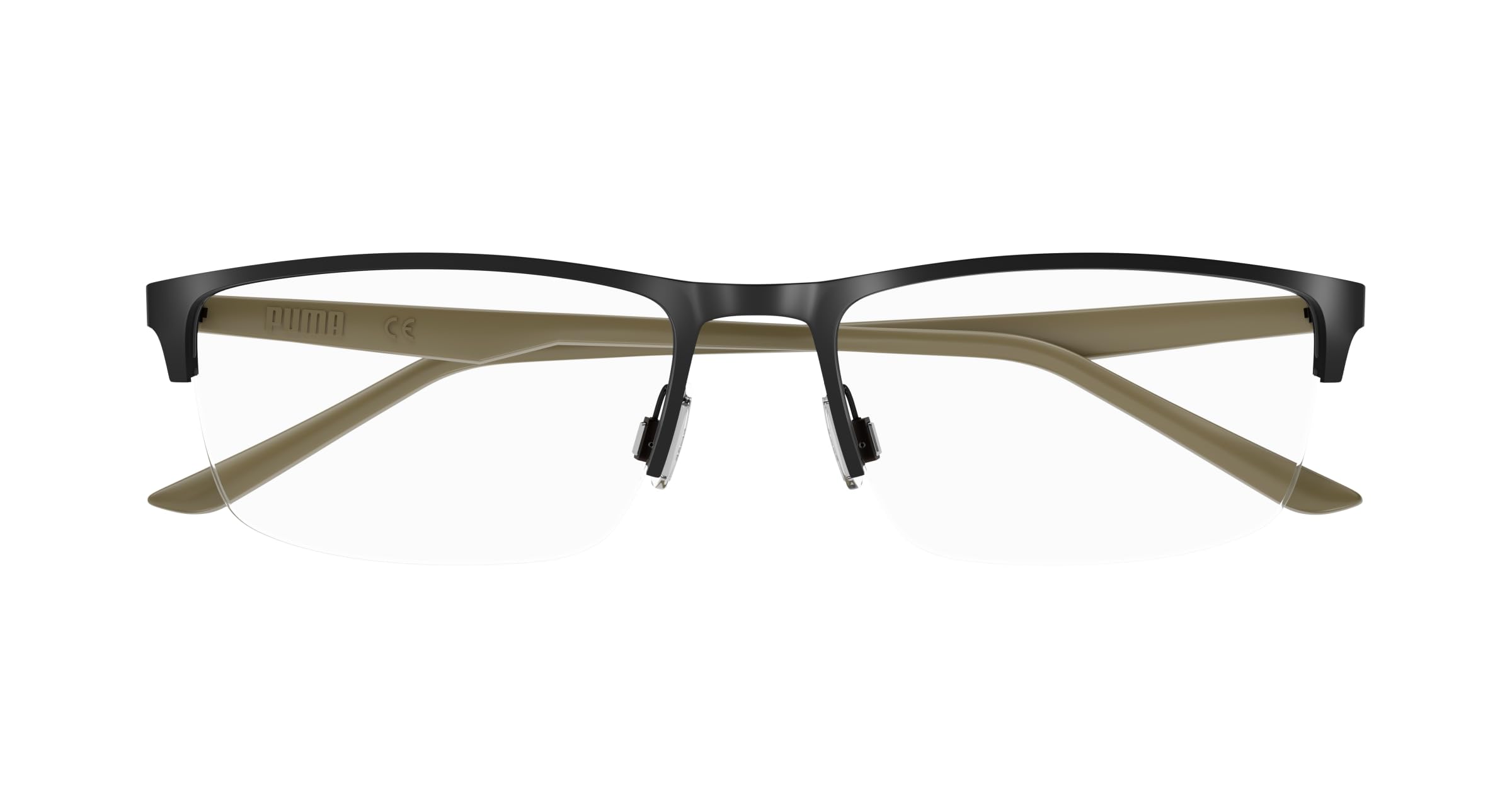 PUMA Brille mit Sehstärke für Unisex optional mit Sonnenbrillentönung oder Blaulichtfilter, Rechteckig/Quadratisch, gefertigt aus Metall (inklusive Brillenetui)