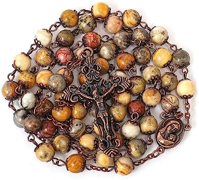 Nazareth Store St. Benedict Wood Rosary - Solid Wood Beads With Metal Cross & Medal