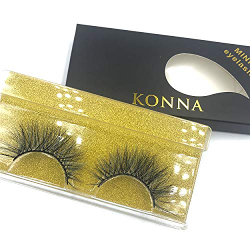 Konna 3D Mink False Eyelashes White Colored Handmade 1 Pair Eyelashes Kit with Tweezers and Glue-A