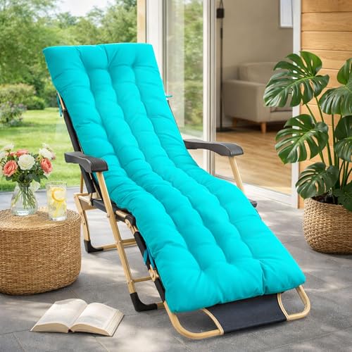 Bocguy Coussins pour Bains De Soleil，170x50x10 CM Chaise Longue Jardin，Matelas Transat Bain De...