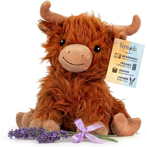 Image of Highland Cow - Microwavable & Weighted Plush Stuffed Animal - Heated Plushie for Warmth - Cute, Soft, Cozy Toy for Adults & Children (Boys, Girls, & Toddlers) by Warm Pals