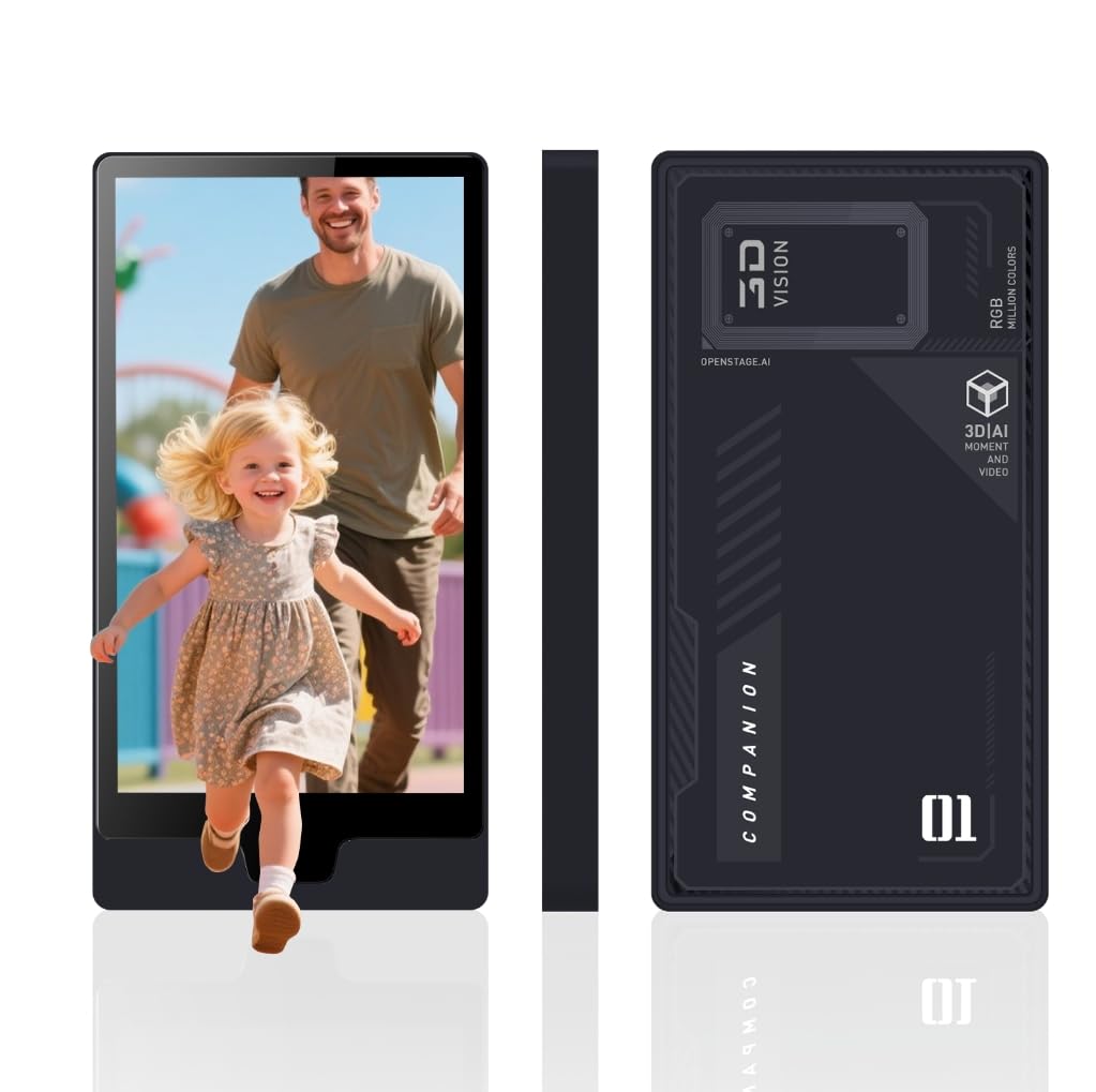 3D Spatial Display Black Digital Picture Frame - 5.7'' Photo Album for Home Decor & Office Tech Gadgets, Portable Monitor for Laptop/PC, DIY 2D to 3D