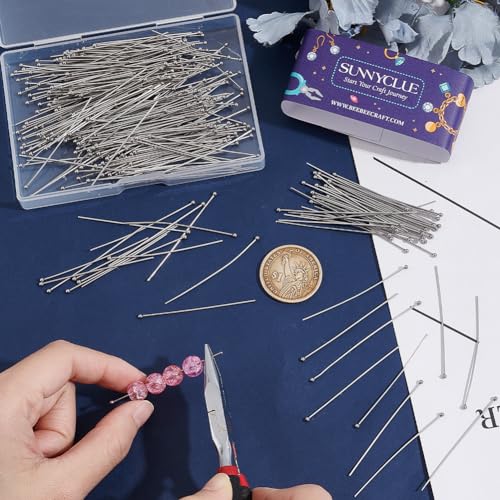 SUNNYCLUE 1 Box 400Pcs Ball Pins 50mm 304 Stainless Steel Ball Head Pin Jewellery Pins Ball Head Straight Pins Ball Pin Jewellery Earring Pins for Jewellery Making Accessories DIY Earrings Craft - Image 3