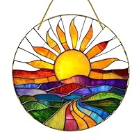 20 * 20Cm Large Large and Colourful Sun Suncatcher,Hanging Garden Ornaments,Ideal Suncatchers for Windows,Hanging Decorations for Home,Window Decorations,Stained Glass Window Hangings