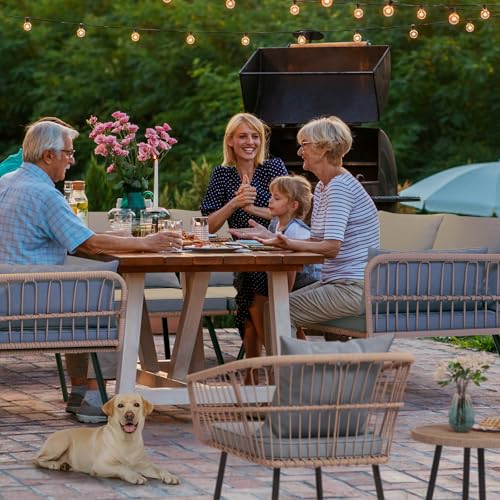 YITAHOME-4-Pieces-Patio-Furniture-Set-Outdoor-Wicker-Patio-Conversation-Set-All-Weather-Rattan-Bistro-Set-with-Loveseat-Chairs-Table-Soft-Cushions-for-Garden-Porch-Backyard-Grey YITAHOME 4 Pieces Patio Furniture Set Outdoor Wicker Patio Conversation Set All Weather Rattan Bistro Set with Loveseat Chairs Table Soft Cushions for Garden Porch Backyard Grey
