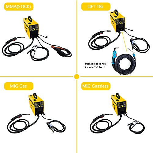 Myyweld Mig Welder 130D, 110/220V Dual Voltage Multiprocess Welder,Gas Gasless Solid Wire/Flux Mig/Stick Arc/Lift Tig 4 In 1, Igbt Inverter Welding Machine #TOP5