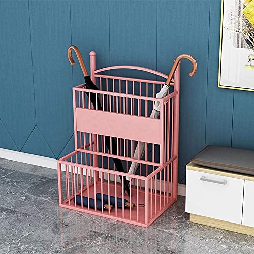 Support de rangement pour parapluies rose grand format en métal