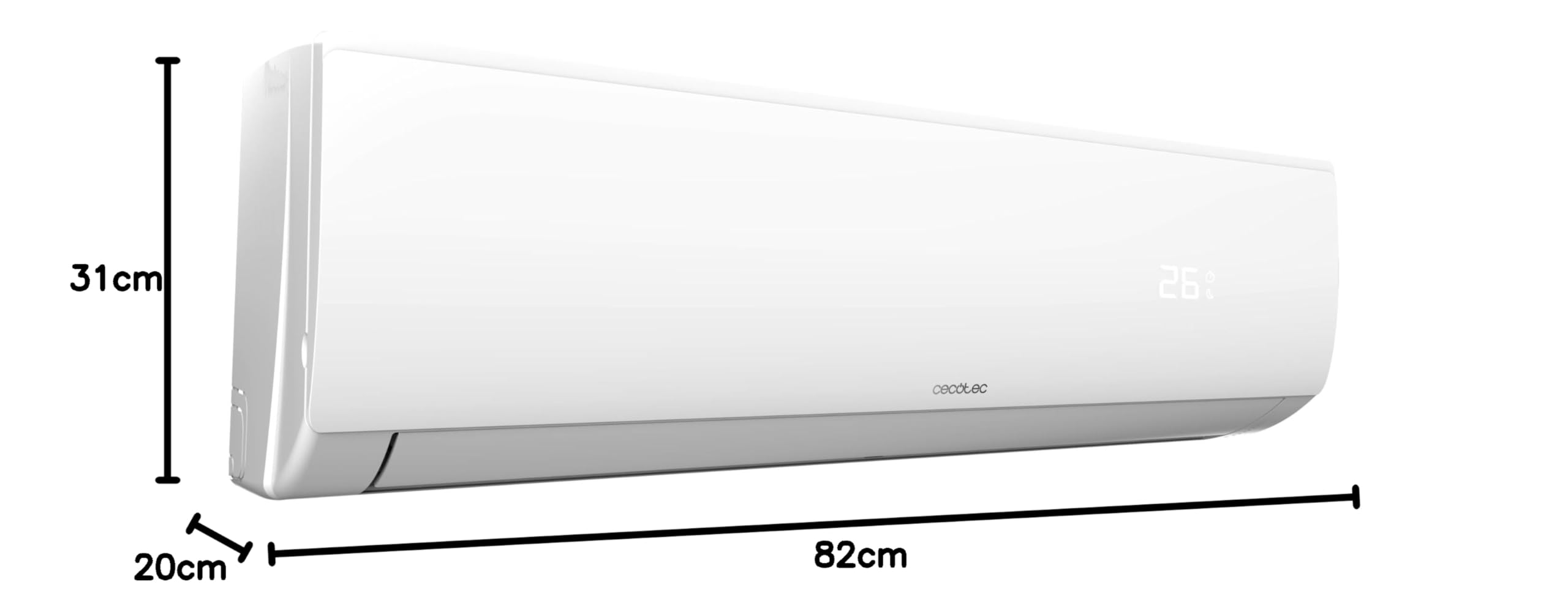 Cecotec Split Climatisation AirClima 12000 Smartfresh Connecté. 12000 BTU, Moteur DC, Pompe à Chaleur, Contrôle Wifi, Télécommande, Ecran LED, Système Inverter, Couverture 22 m2
