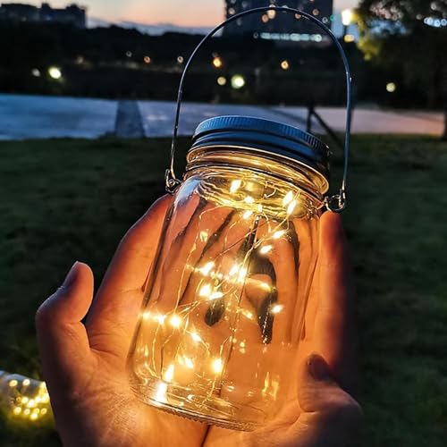 GIGALUMI GL-507 50 LED Hanging Solar Mason Jar Lid Light Outdoor ...