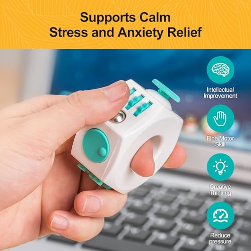 Image of Fidget Toys Adults Sensory Cube Toy - Cube Toys with Click Ball - Decompression Ring Fidget Finger Toy Stress Relief for Adults(White)