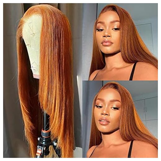Light Chocolate Brown Orange Ginger Colored 13X4 HD Invisible Lace Front Wigs Human Hair Straight Brazilian Virgin Lace Front Human Hair Wigs 150% Density Pre Plucked With Natural Hairline (22 inch, Light Chocolate Brown Orange Ginger Color)