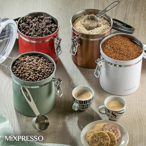 Contenedor de café Mixpresso hermético blanco que mantiene el aroma 7