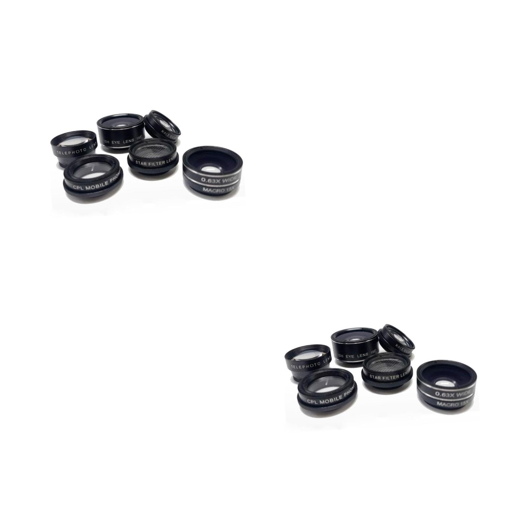 Housoutil Kit De 2 Lentes para Teléfono Móvil 7 En 1 con 7 Funciones: Ojo De Gran Angular Macro Polarizado Luz De Estrellas Caleidoscopio.