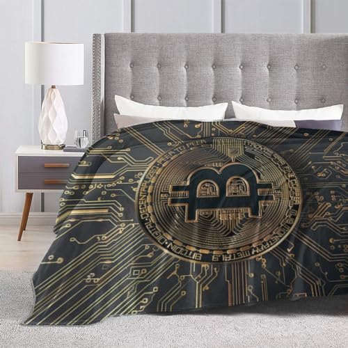 Gold Circuit Board Bitcoin Print Flannel Blanket Lightweight Soft Fleece Animal Throw Blanket for Sofa Bed Women Men Children, 50"x40" - Image 8