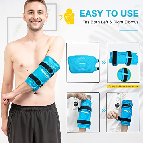 Dukuseek Elbow Ice Pack Wrap, Large Reusable Gel Pack With Elbow Support For Hot Cold Therapy, Wearable Elbow Ice Brace For Tennis Elbow, Golfers, Tendonitis, Arthritis And Sports Injury (X-Large) #TOP5