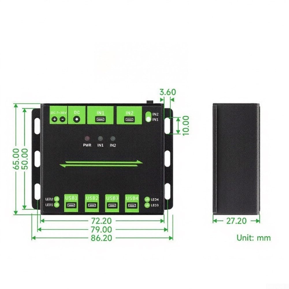 Hub USB de entrada dual 4 puertos 5Gbps para protección esd Entrada dual