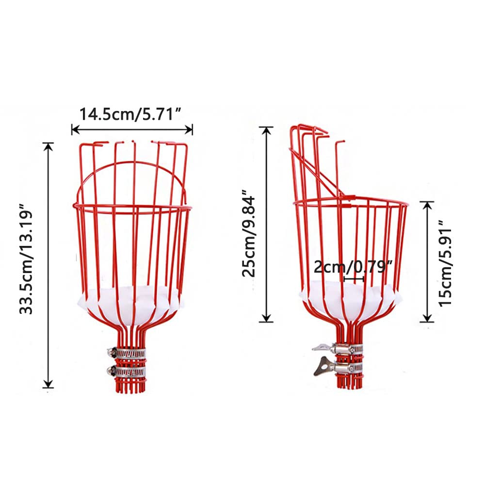 Recolector de Frutas, 3.6M Poste Recolector de Frutas con Cesta Herramienta para Recoger Naranjas de Manzana Selecciones de Jardinería con Poste de Conexión de Acero Inoxidable Ligero