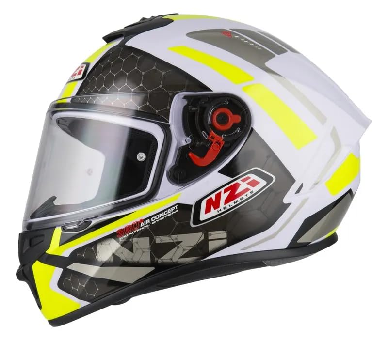 NZI Trendy ECE 22.05 - Casco Moto Integral Blanco Limon - Unisex Hombre y Mujer (L)