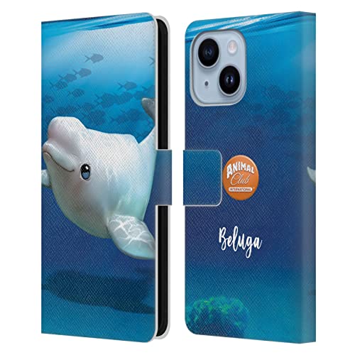 Coque portefeuille iPhone 14 Plus avec fentes cartes motif béluga