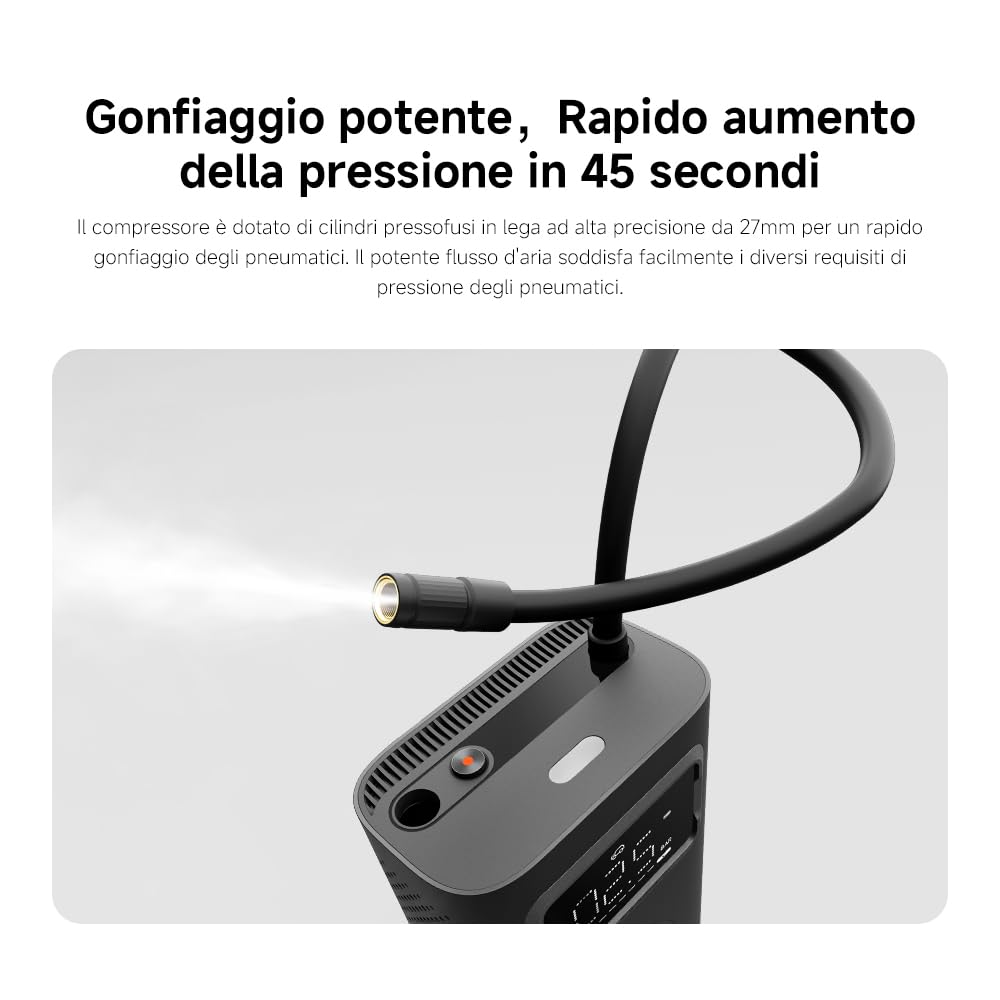 Xiaomi Portable Electric Air Compressor 2 Pro, Batteria 2500 mAh, 5 Modalità, 150 PSI, Spegnimento Automatico, Display Digitale & Luce LED, USB‑C – Ideale per Auto, Bici, Moto, Monopattino & Palloni