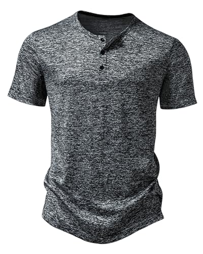 Chemise Henley pour homme coupe musclée slim fit casual à col 4 boutons