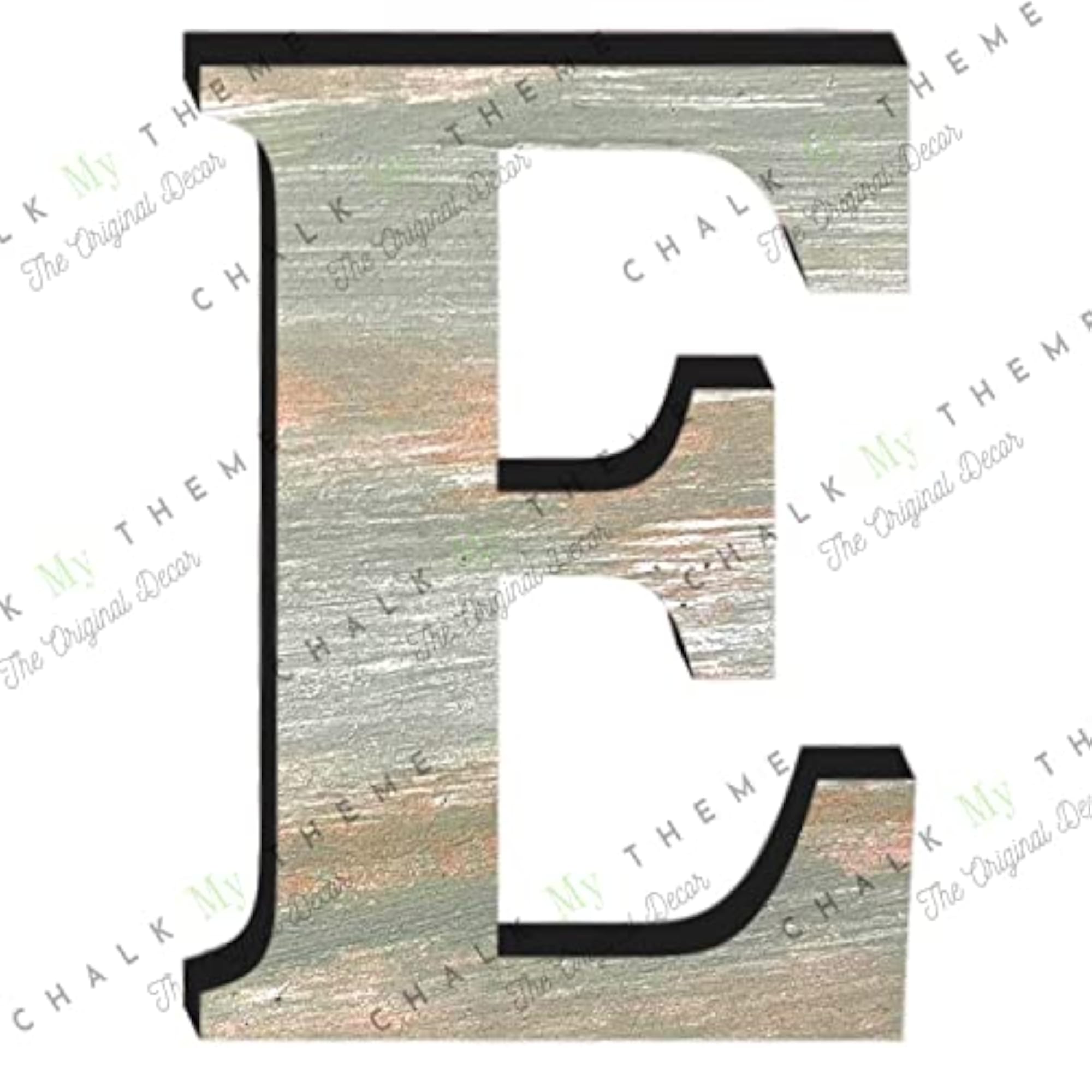 Wooden Letter E for Wall Decoration, Rustic Green