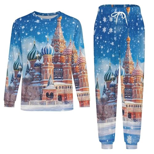 Saint-Basils Cathedral Mens Pajamas Set Long Sleeve Sleepwear Pjs Set Shirts And Bottoms Sleep Sets Loungwear4