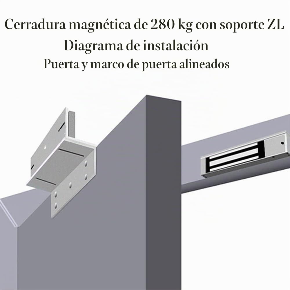 YAVIS Cerradura electromagnética impermeable DC 12V, 280KG/600LBs, superficie cepillada, modelo NC, soportes Z & L incluidos, ideal para sistemas de control de acceso