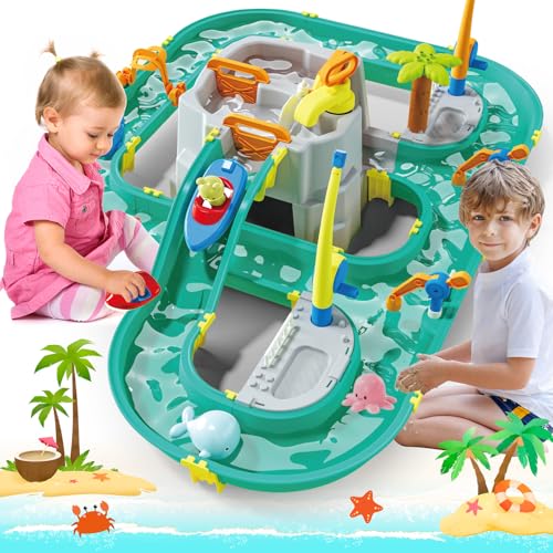 deAO Wasserbahn Set Bergsee Spieleset, Wasserbahn Kinder Draußen,...