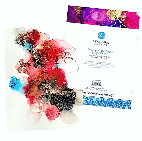 Alcohol Ink Paper - Non-Absorbent, Heavy Weight & Tear Resistant - Easily Wipes Off for Reusable Art Paper - Flexible Bright White EVO 9x12 Inch (10 Sheets)
