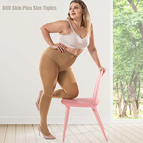 Image of Opaque Tights Plus Size - Comfy Queen Size Tights, Warm Straight Crotch Leggings, for Chubby Women