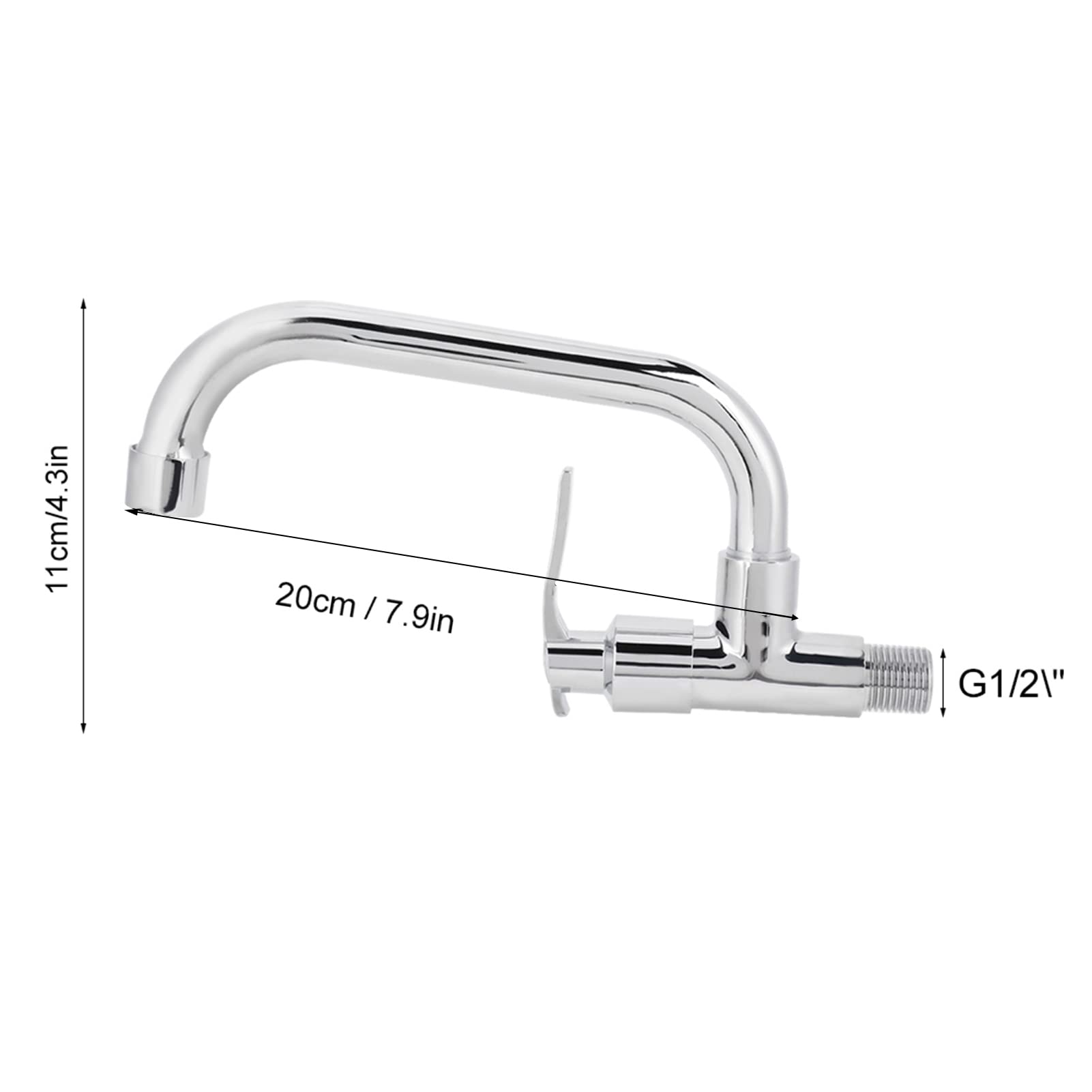 Water Faucet G1 2in Wall Mounted Single Cold Water Tap Sink Water Faucet for Home LQ-3093 20cm — view 7