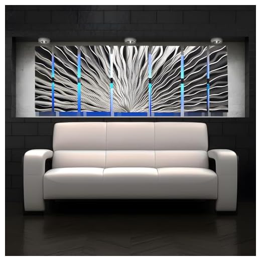 Dv8 Studio 7 Panel Vibration LED Color Changing LED Lighted Metal Wall Art Modern Abstract Sculpture Painting Decor RGB