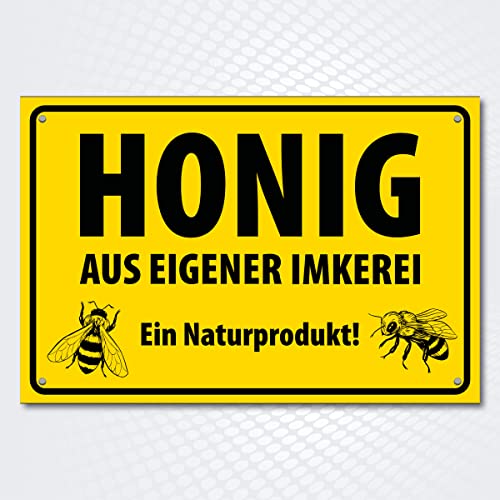 Hochwertiges Schild aus Alu-Dibond mit UV-Schutzlackierung \" HONIG AUS EIGENER IMKEREI \" 300 x 200 mm rechteckig | Ein Naturprodukt | Hinweisschild gelb schwarz mit Lochbohrung Hochwertiges Schild aus Alu-Dibond mit UV-Schutzlackierung \" HONIG AUS EIGENER IMKEREI \" 300 x 200 mm rechteckig | Ein Naturprodukt | Hinweisschild gelb schwarz mit Lochbohrung