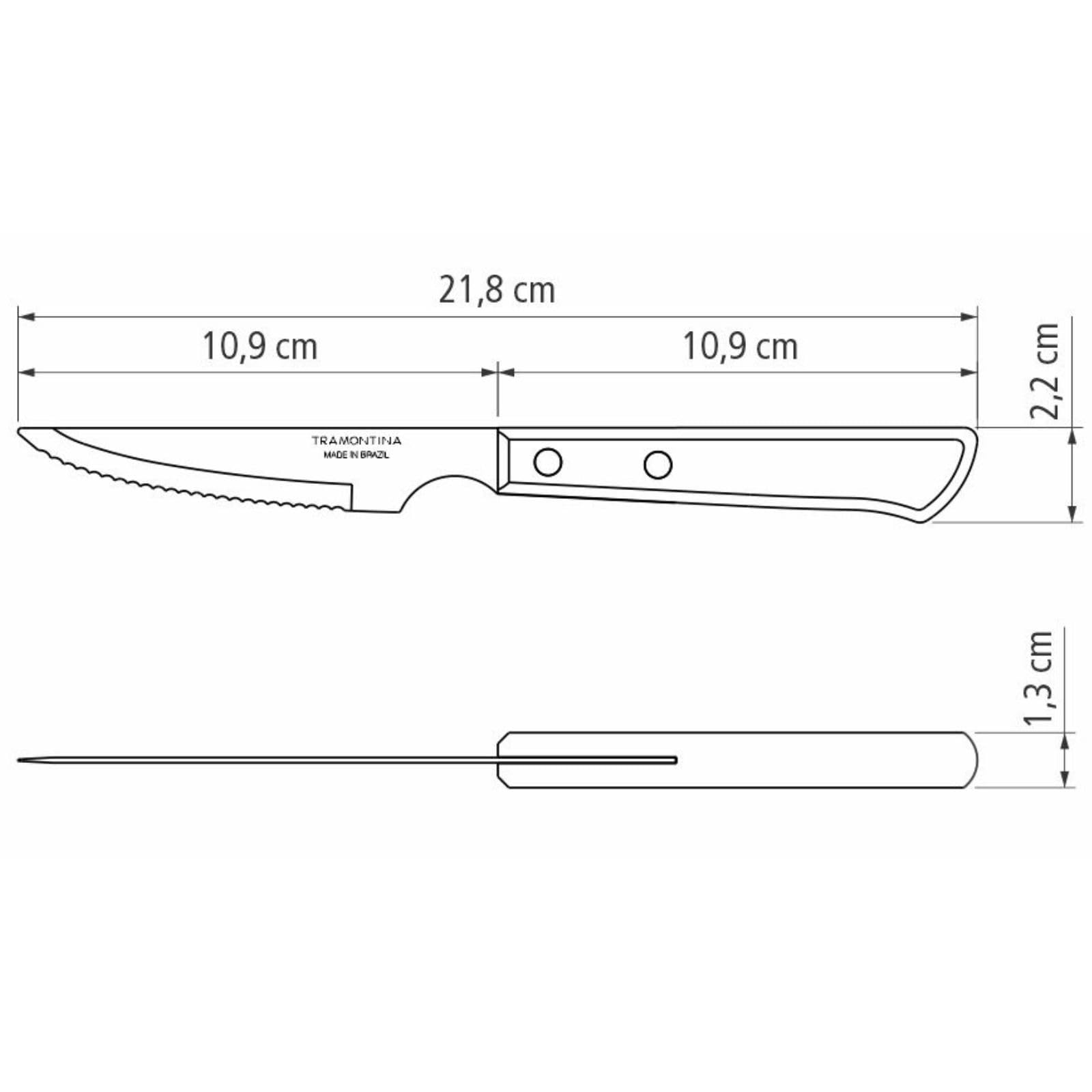 Tramontina Set di posate da bistecca Spanish Style, 12 pezzi, con 6 coltelli da bistecca e 6 forchette da bistecca, in acciaio inox, manico in vero legno rosso, FSC