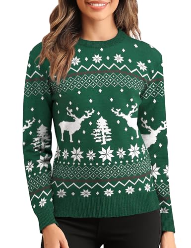 LecGee Christmas Sweater Couple Roundneck Reindeer Snowflakes Ugly Long Sleeve Knitted Sweater Pullover Slim Fit Men Women2