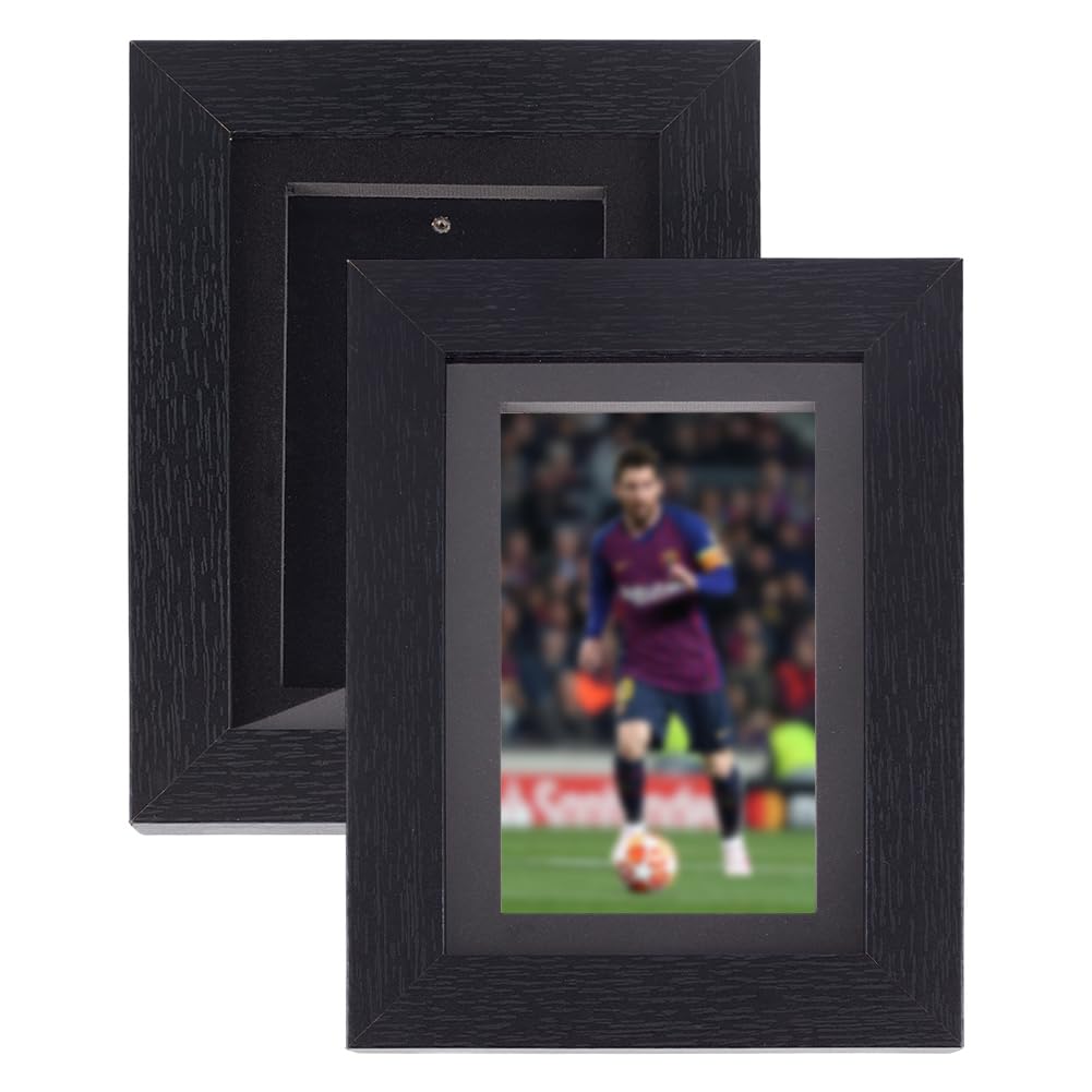 BENECREAT 2Pcs PSA Graded Card Display Frame, Black Trading Card Display Frame, Wall Mounted Comic Card Display Box for Baseball Football Basketball Card, 156x208mm, 1 Card